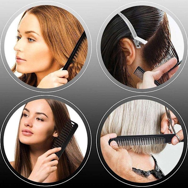 10 stk. kamme i forskellige former - Kit - Professional Comb Set Black Svart