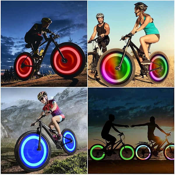 Cykel Ekrar Ljus 4-Pack Däck Blinkande Ljus LED Neon Hjul Blinkande Cykel Ljus Vattentät 3 Blinkande Lägen Cykling Tillbehör Red+color