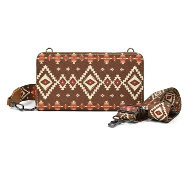 Bohemisk etnisk stil europeisk och amerikansk retro dragkedja canvas clutch liten plånbok trendig bärbar kvinnlig Brown - 2