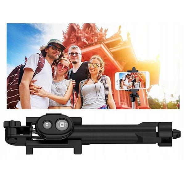 Selfiestick / tripod mobilstativ med bluetooth fjärrkontroll Black Svart