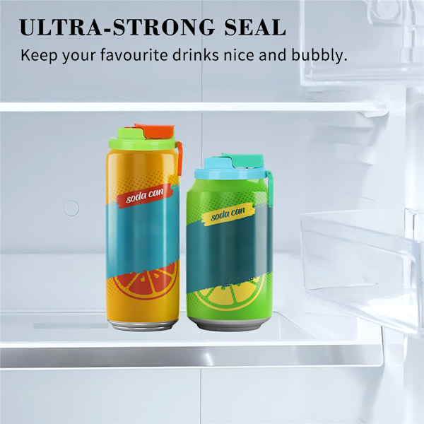 1 st återanvändbar burklock för läskburkar med silikonhalm för burkdrycker/öl Green Orange