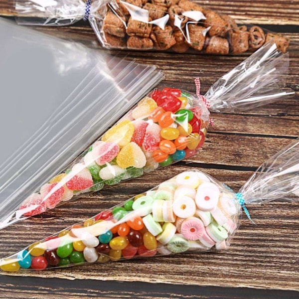 100-Pack Cellofanstrutar - Cellofanpåsar - Cellofan Strutar Transparent Transparent