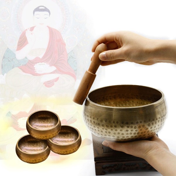Tibetansk sanskrit Sång Sångskål Yoga Meditation 8.5x5cm