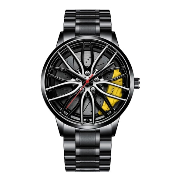Herr Lyxklockor Sportbil Klockor 3D Sport Rim Hub Wheel Armbandsur Bil Quartz Herrklockor Creative Relogio Masculino yellow