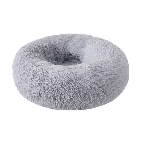 Feandrea fluffig hundsäng, kattbädd, munkkudde, tvättbar, avtagbar stoppning i mitten 60 cm diameter Grey