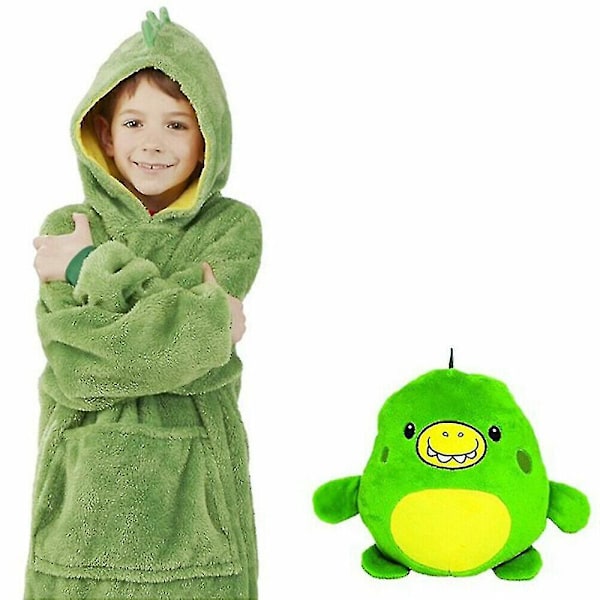 Filtfilt Sweatshirt Huggle Pets Hoodie Plyschfilt Mjuk Varm Barnrock Kudde green