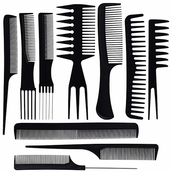 10-pack olika kammar Black Svart