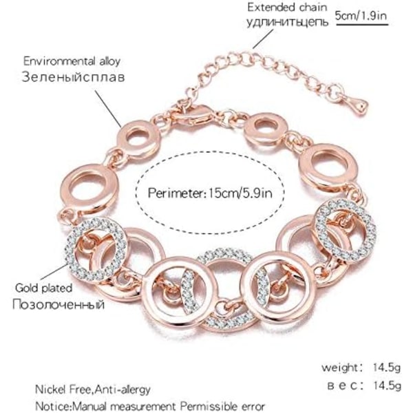 Ouran Armband med Ringkedja för Kvinnor, Guldpläterat Silverarmband för Flickor Rose Gold