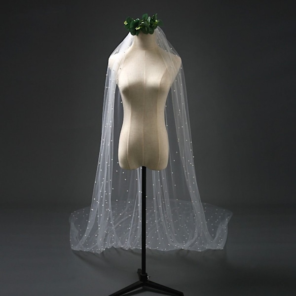 Pärlor Brudslöja med kambröllopsslöja ivory ivory 100CM