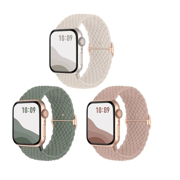 3-pack kompatibla med Apple Watch-armband justerbart stretchigt elastiskt ersättningsband för iWatch Ultra SE 9 8 7 6 5 4 3 2 1... 38/40/41mm