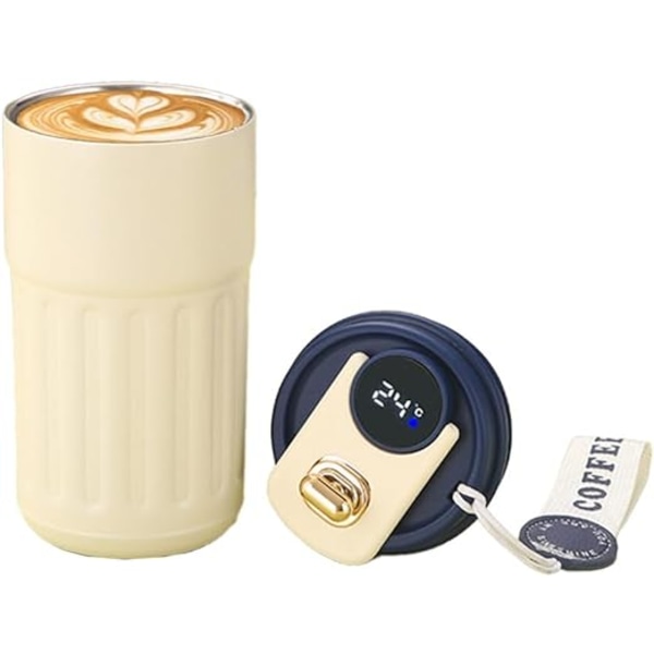 Temperaturdisplay kaffetermos varm och kall läckagesäker kaffekopp med lock i rostfri termoskopp Blue