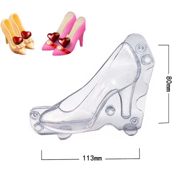 3D Högklackad Chokladform, med 3 Klämmor DIY Chokladform för Bakning av Bakverk Choklad