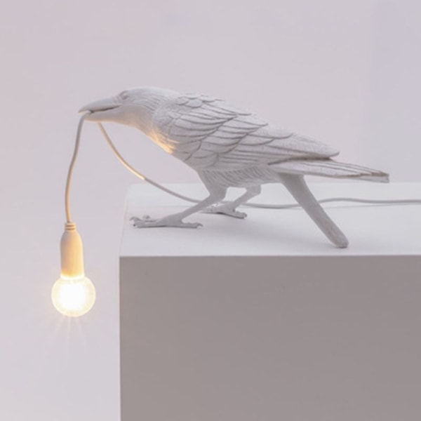 Seletti Bird Modern Italiensk Vägglampa Svart Vit Harts L-WELLNGS Vit Sittande white sitting