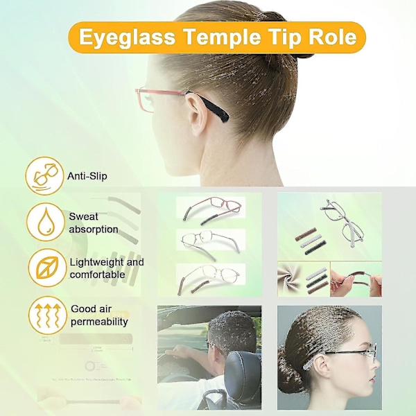 3 par Blød strikket bomuldsstof Brille Stangspidser Ærmeholdere, Anti-skrid Elastiske Komfortbriller Holder Puder til briller 3colors