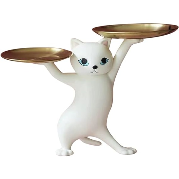 Kattdocka kattnyckelskål, förvaringsbox för smycken, skulptur av hartsskatt, dekorativ present