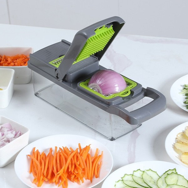 Hushålls multifunktionell grönsaksskärare potatisskärare skivare sallad tärningsmaskin Grey