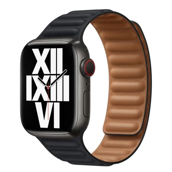 Läderarmband för Apple Watch Band 45mm 41mm 44mm 40mm Original Magnetiskt Loop Länk Armband iWatch Ultar2 49mm 9 8 7 6 SE 3 42mm Midnatt Midnight