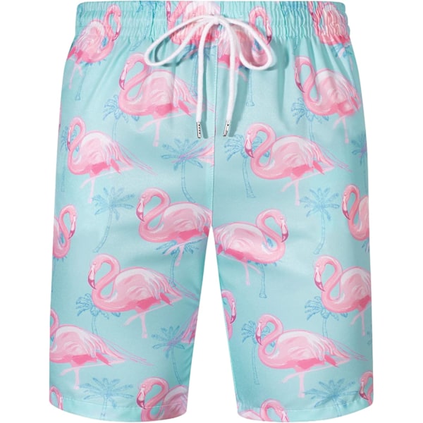 Miesten Havaiji-paita ja shortsit, normaali istuvuus, lyhythihainen, rento, funky ranta flamingo-paitasetti X XL Light Blue Flamingo