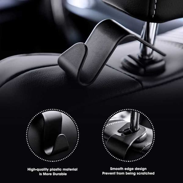 2 KPL Koukku Autonistuin Tuolikoukku Black Svart