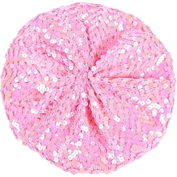 1 st kvinnors glittrande paljett basker glitter mössa hatt lämplig för balnatt maskerad Pink