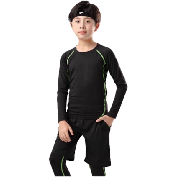 Barn Termisk Baslager Set Pojkar Kompressionsset Barn Gym Sport Kompressionsdräkt för 6~13 Ålder Fleece Green 10-11 Years