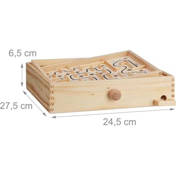 Puulabyrinttipeli, 2 palloa, Taitopelit, Tasapaino, 3-vuotiaille, XL-lauta