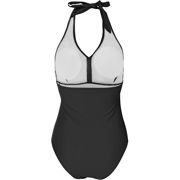 Baddräkt för kvinnor med magkontroll, push-up, formande baddräkt, halterneck, rygglös BLACK BLACK XL