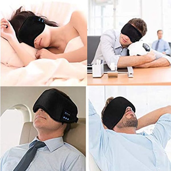 Bluetooth Sovhörlurar Ögonmask Sovhörlurar Bluetooth Pannband Mjuk Elastisk Bekväm Trådlös Musikhörlurar Black