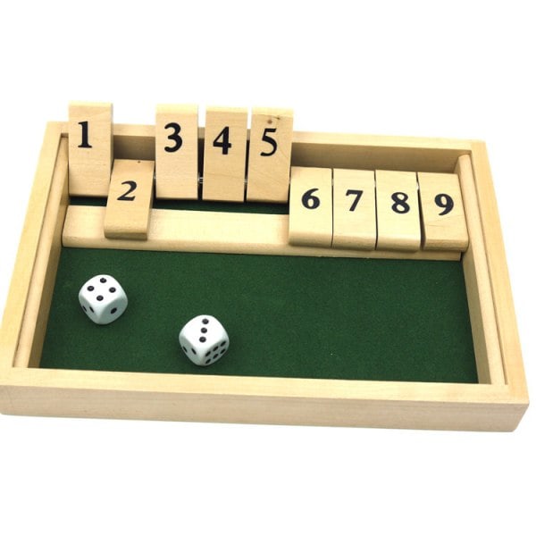 Trä Shut The Box 9-siffrigt tärningsspel med 2 träkuber