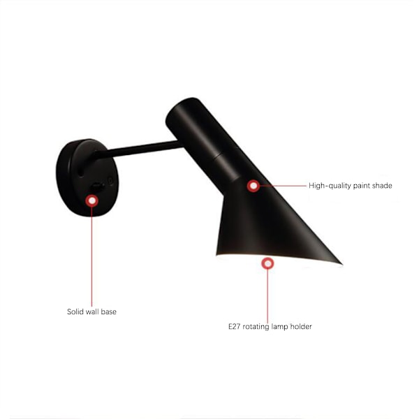 Svart vägglampa, 220V industriell vindgång korridor sovrum