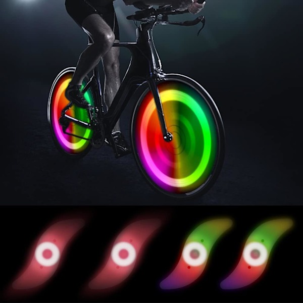 Cykel Ekrar Ljus 4-Pack Däck Blinkande Ljus LED Neon Hjul Blinkande Cykel Ljus Vattentät 3 Blinkande Lägen Cykling Tillbehör Red+color