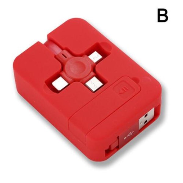 4-i-1 USB laddare Indragbar datakabel Typ C Micro-kabelställ Red