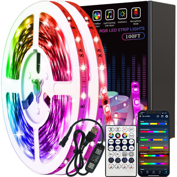 LED-ljusmusiksynkroniserad färgskiftande ljusremsa RGB-ljusremsa