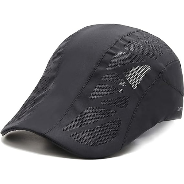 Platt keps för män, justerbar snabbtorkande basker basebollkeps andningsbar sommar anka näbb körning solhatt utomhus keps sportkeps Dark Grey