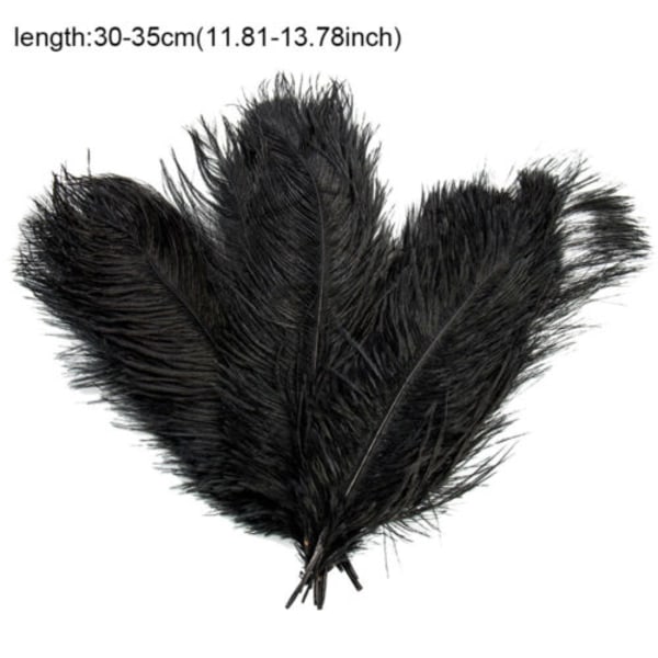 30-35cm Stora strutsfjädrar Plumet Festdekor Black 1pcs
