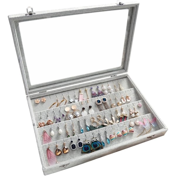 Örhänge Box Organizer Förvaring 32 Par Örhängen Stud Fack Vitrin Display Case (Örhänge Förvaring) Earring Box