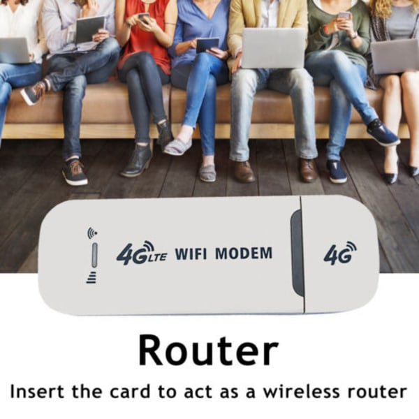 Olåst 4G LTE trådlös router USB mobilt bredband SIM-kort White