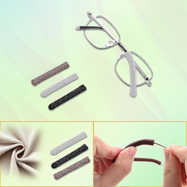3 par Blød strikket bomuldsstof Brille Stangspidser Ærmeholdere, Anti-skrid Elastiske Komfortbriller Holder Puder til briller 3colors