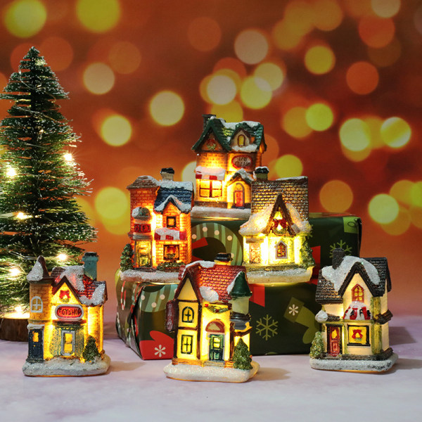 6 stycken LED juldekorationer, upplysta trädkojor