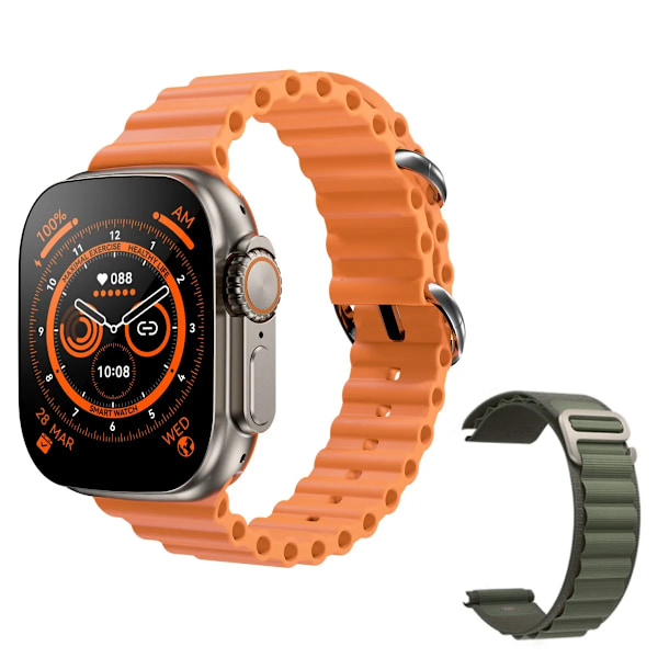 Ny Smart Watch Ultra 8 NFC GPS Track 49mm Herre Dame Smartklokke Series 8 Termometer BluetoothCall Vanntett Sport For App GoldHY Green GS