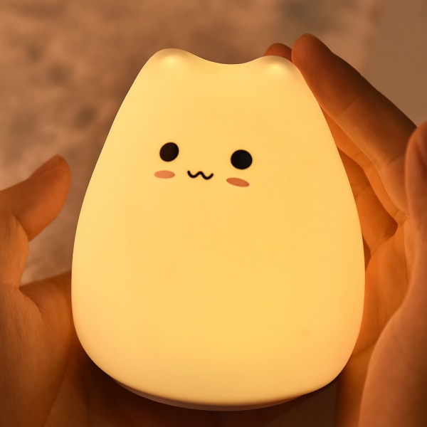 Varm och söt nattlampa för barn, uppladdningsbar silikondimbar nattlampa för katt
