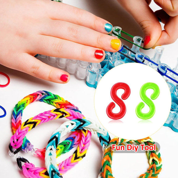 500 Loom Bands S-klipsiä, Värikkäät S-klipsit Kumilenkit, Muovinen Linkkiklipsi, Täyttöpakkaus Loom Band Koukut, DIY Rannekorun Linkin Tekemiseen