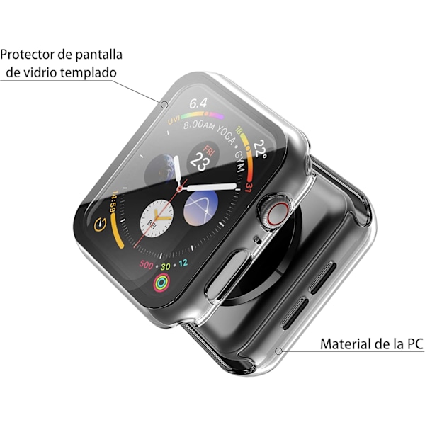 2-pack Apple Watch 38/40/41/42/44/45mm - Full Cover-fodral Skärmskydd, Allt-i-ett-fodral Transparent(2-Pieces) 38mm for Series 1/2/3