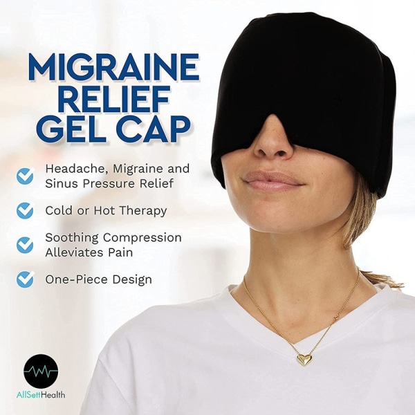 Migrän Mask Migrän Relief Hat, Headache Relief Hat Cooling Mask Black