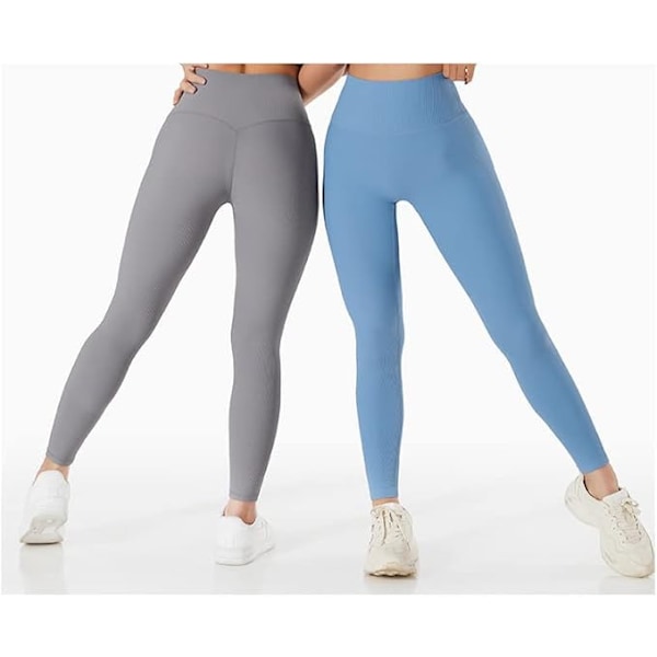 Yoga-tights med hög midja för kvinnor, squat-proof nylontights, leggings med magkontroll för pilates, grundläggande fitness, vardagskläder light grey