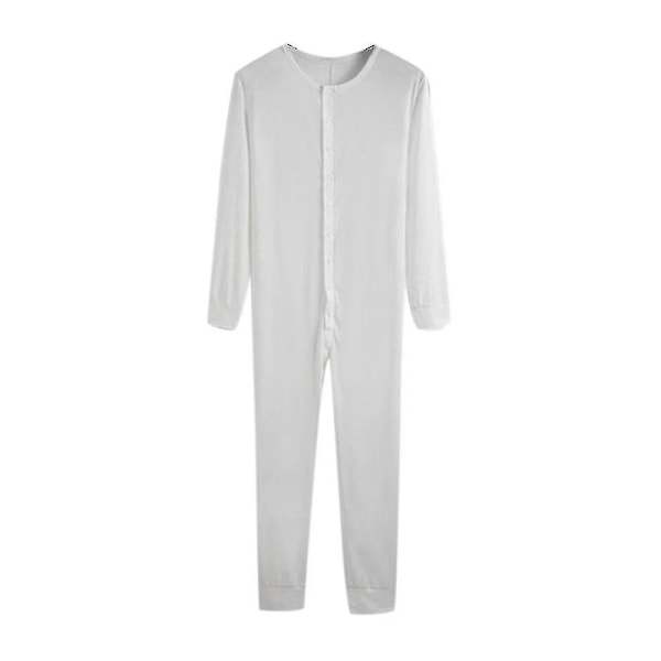 One Piece Lange Underbukser Natpyjamas til Mænd - HG Hvid M M White