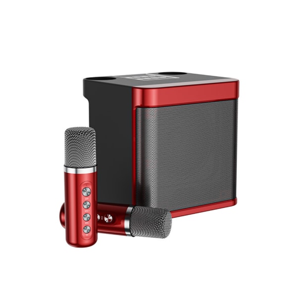 Trådlös karaokehögtalare - karaokeutrustning med trådlös mikrofon red