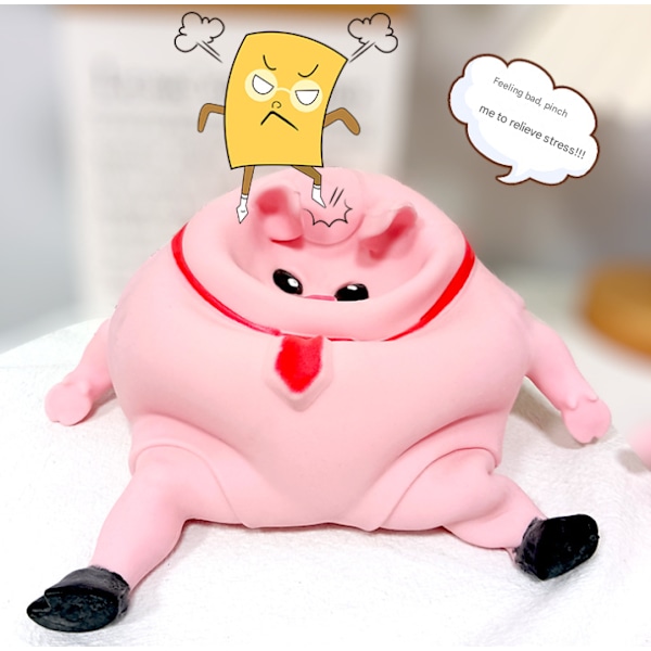 Pigg-klämleksak anti-stress baby sensorisk bad stressboll rosa rolig stressavlastning 14*14cm