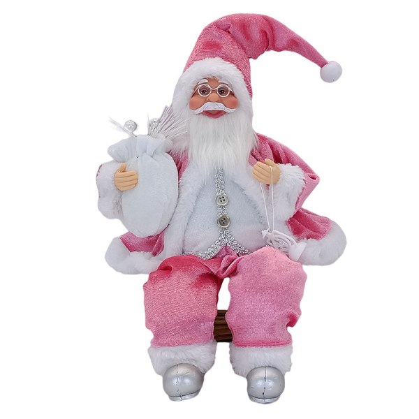 Utsökt tomteleksak Juldekoration 30cm hög Festlig atmosfär Pink