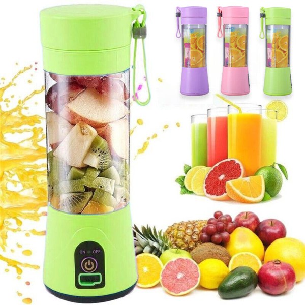 Juicer Shakes Smoothies Camping Out Blender Cup Elektrisk USB Green